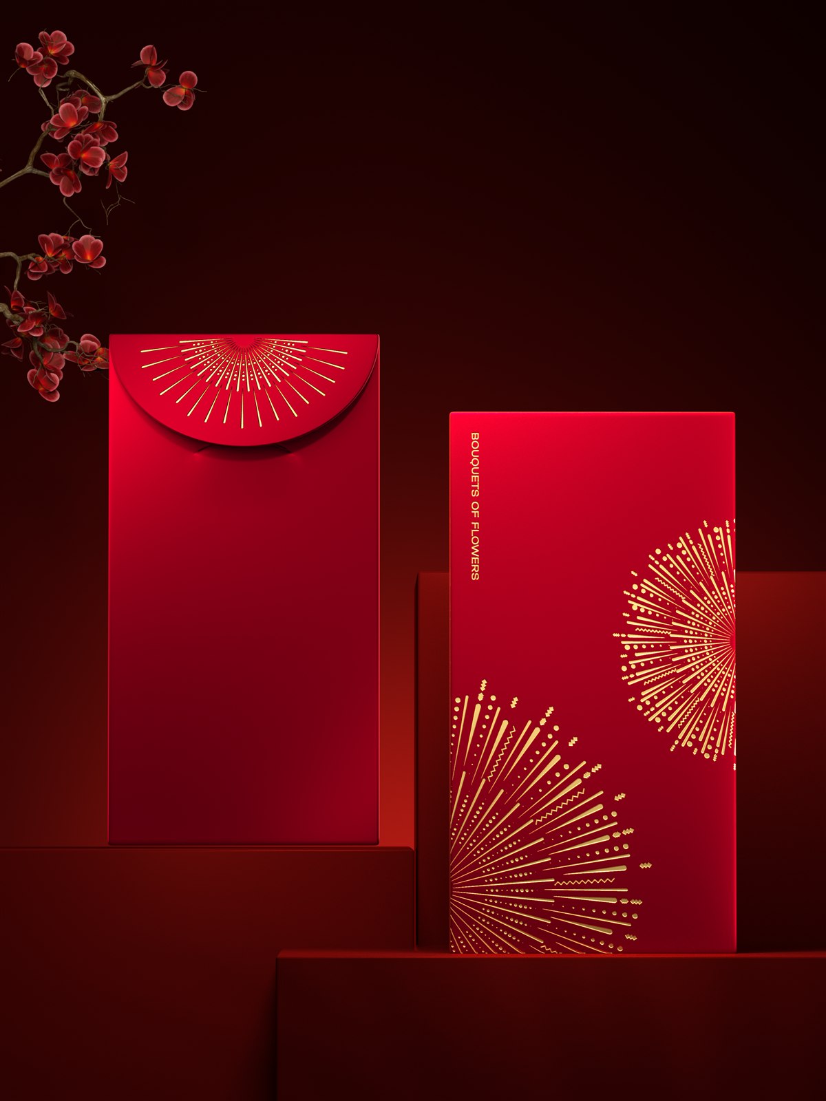 花团锦簇新年红包烫金工艺实拍